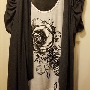 Andrea Missy layered short sleeve rose shirt